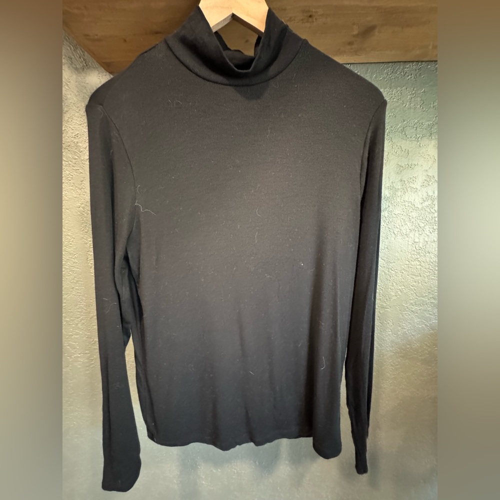 Classic Black Long Sleeve Ribbed Turtleneck